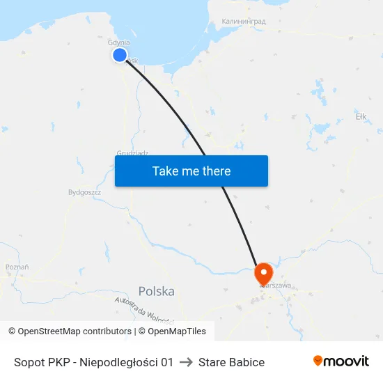 Sopot PKP - Niepodległości 01 to Stare Babice map