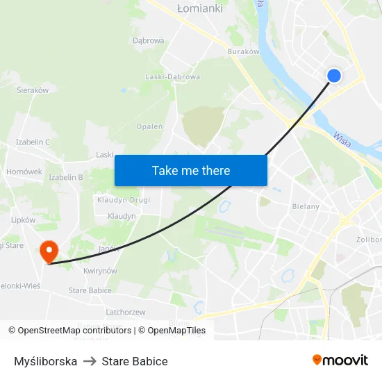 Myśliborska to Stare Babice map