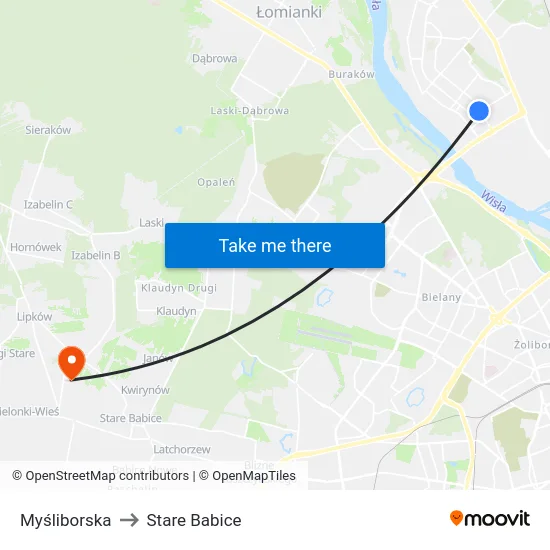 Myśliborska to Stare Babice map