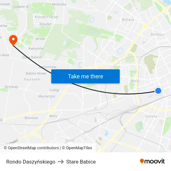 Rondo Daszyńskiego to Stare Babice map