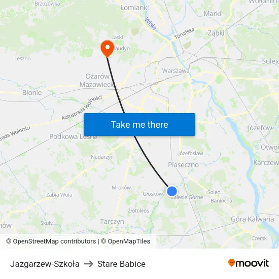 Jazgarzew - Szkoła to Stare Babice map