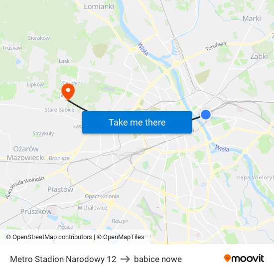 Metro Stadion Narodowy 12 to babice nowe map