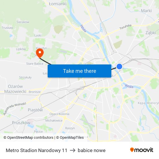 Metro Stadion Narodowy 11 to babice nowe map