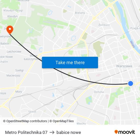 Metro Politechnika 07 to babice nowe map