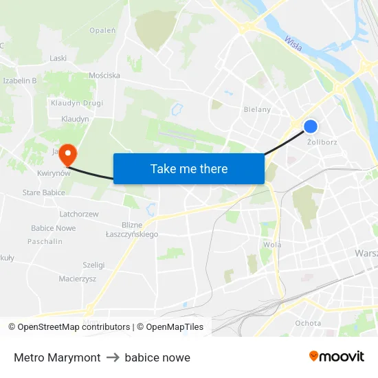 Metro Marymont to babice nowe map