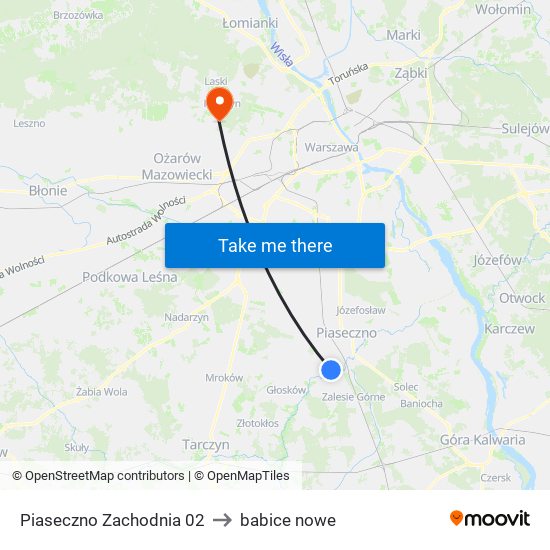 Piaseczno Zachodnia 02 to babice nowe map