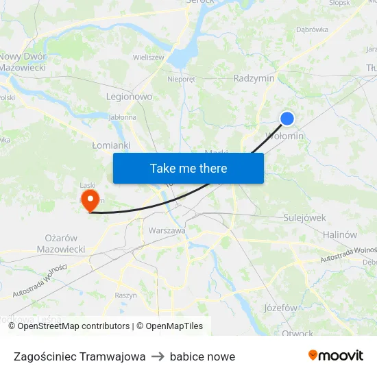 Zagościniec Tramwajowa to babice nowe map