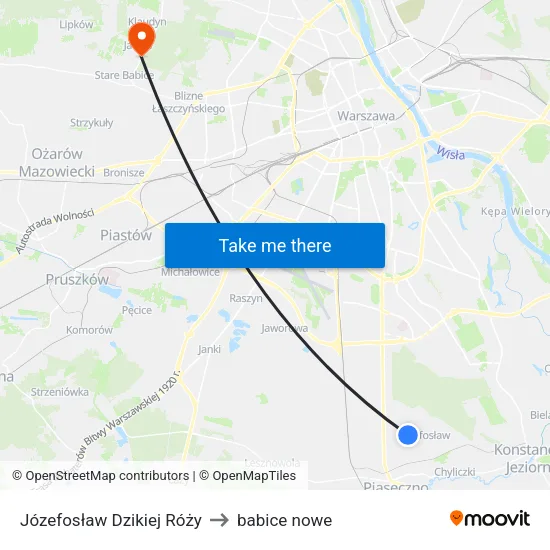 Józefosław Dzikiej Róży to babice nowe map
