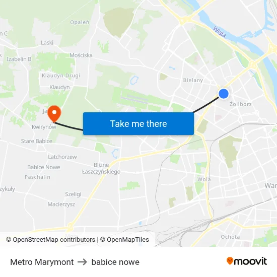 Metro Marymont to babice nowe map