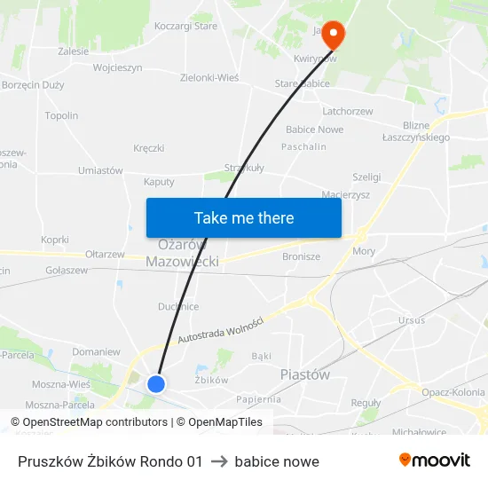 Pruszków Żbików Rondo 01 to babice nowe map