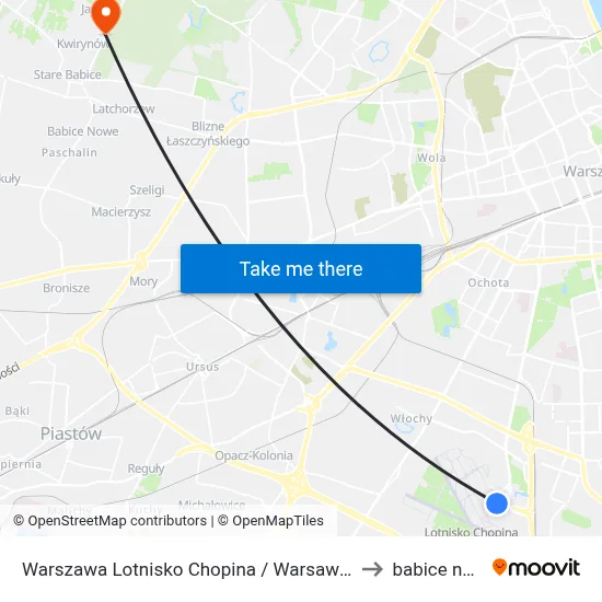 Warszawa Lotnisko Chopina / Warsaw Airport to babice nowe map