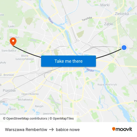 Warszawa Rembertów to babice nowe map