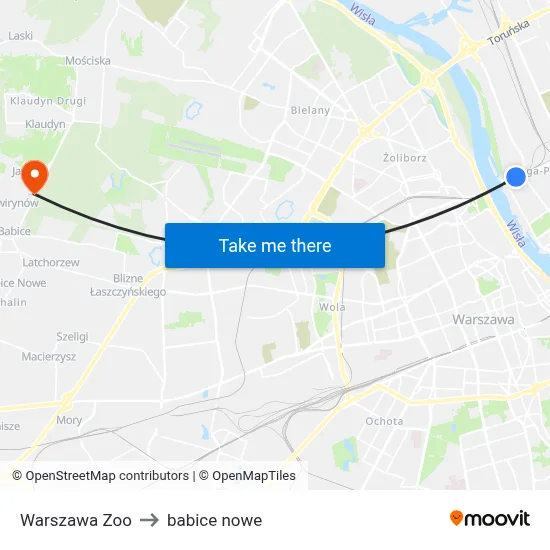 Warszawa Zoo to babice nowe map