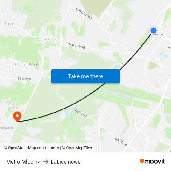 Metro Młociny to babice nowe map
