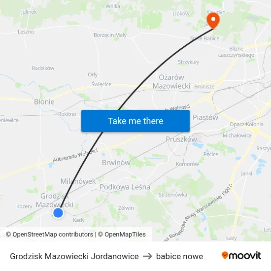 Grodzisk Mazowiecki Jordanowice to babice nowe map