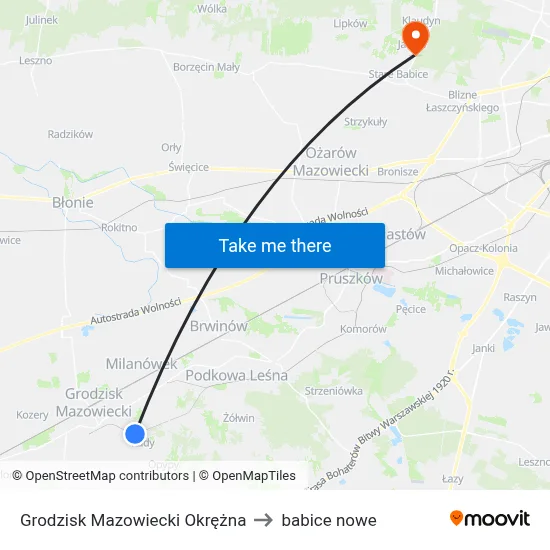 Grodzisk Mazowiecki Okrężna to babice nowe map
