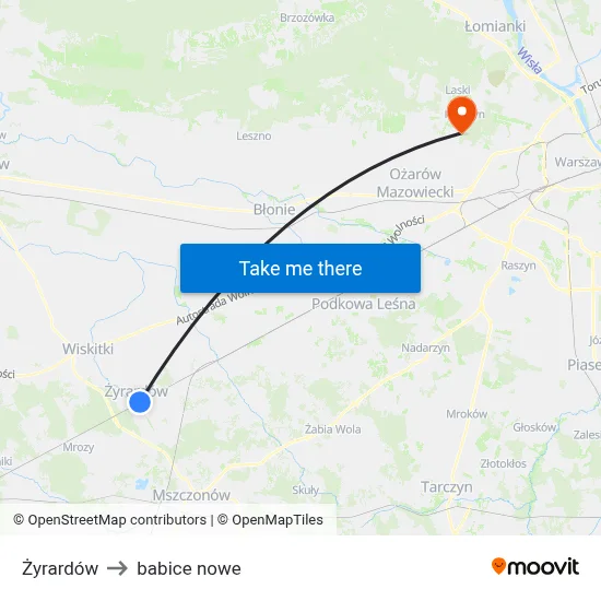 Żyrardów to babice nowe map