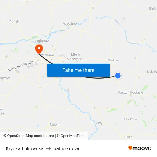 Krynka Łukowska to babice nowe map