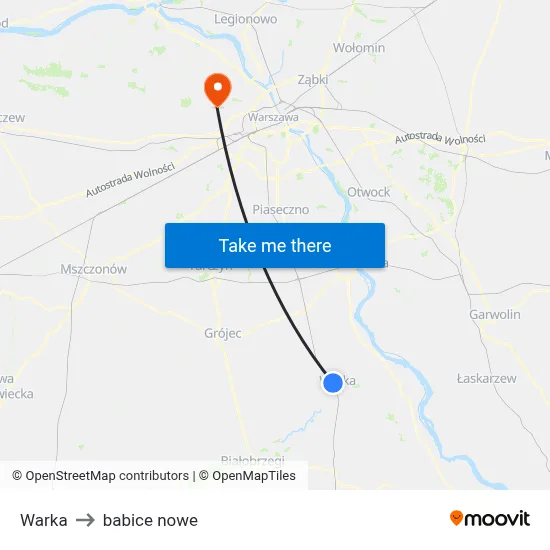 Warka to babice nowe map