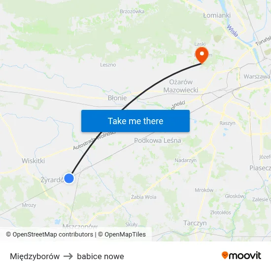 Międzyborów to babice nowe map