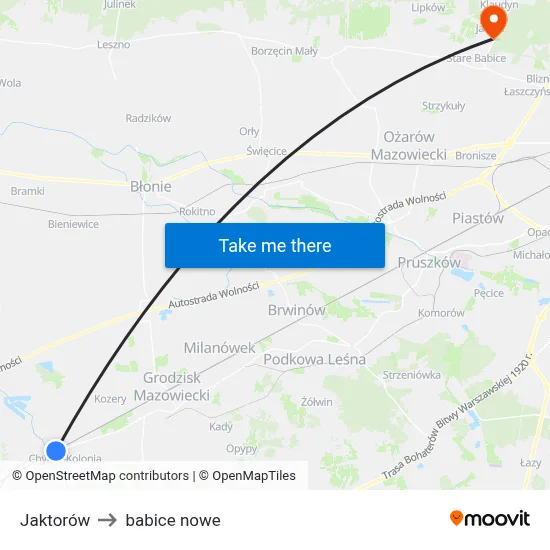 Jaktorów to babice nowe map