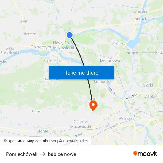 Pomiechówek to babice nowe map