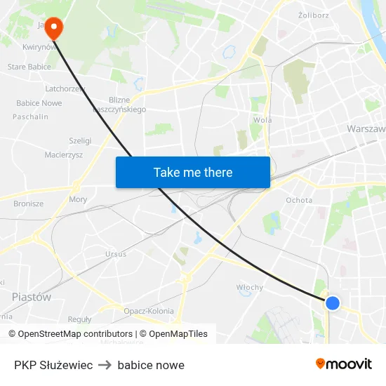 PKP Służewiec to babice nowe map