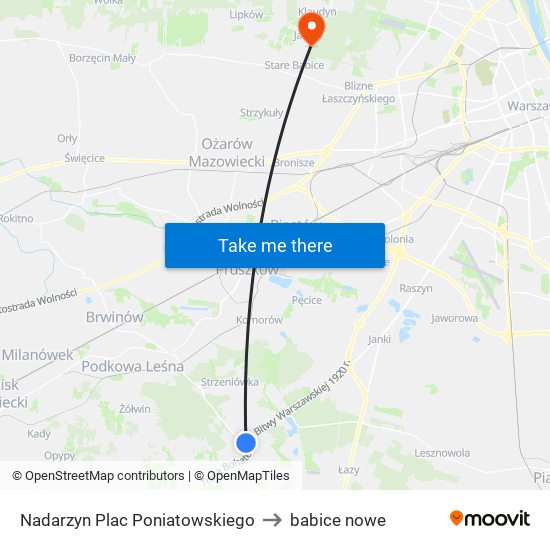 Nadarzyn Plac Poniatowskiego to babice nowe map