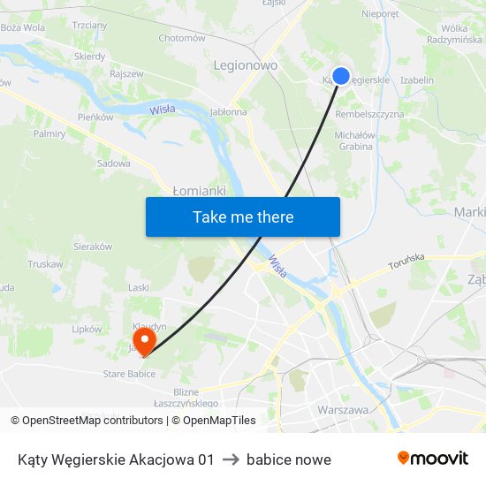 Kąty Węgierskie Akacjowa 01 to babice nowe map