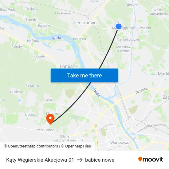 Kąty Węgierskie Akacjowa to babice nowe map