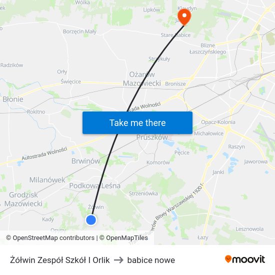 Żółwin Zespół Szkół I Orlik to babice nowe map