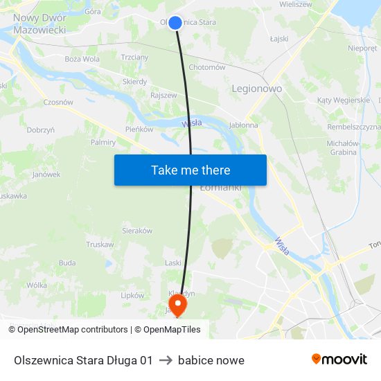 Olszewnica Stara Długa 01 to babice nowe map