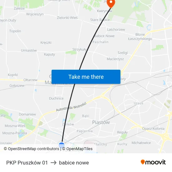 PKP Pruszków 01 to babice nowe map