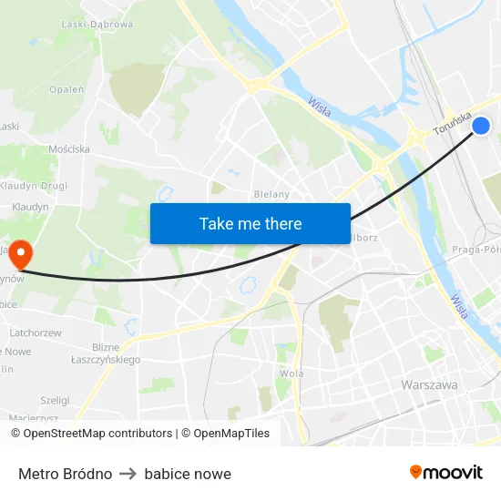Metro Bródno to babice nowe map