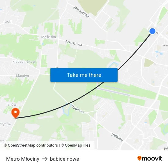 Metro Młociny to babice nowe map