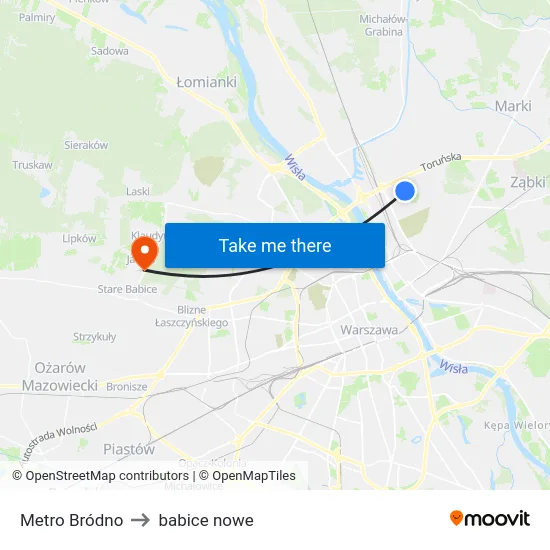 Metro Bródno to babice nowe map
