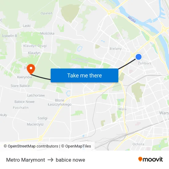 Metro Marymont to babice nowe map