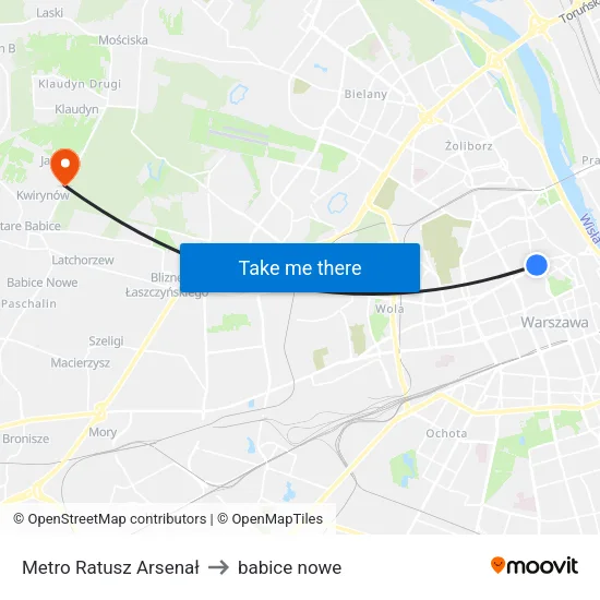 Metro Ratusz Arsenał to babice nowe map