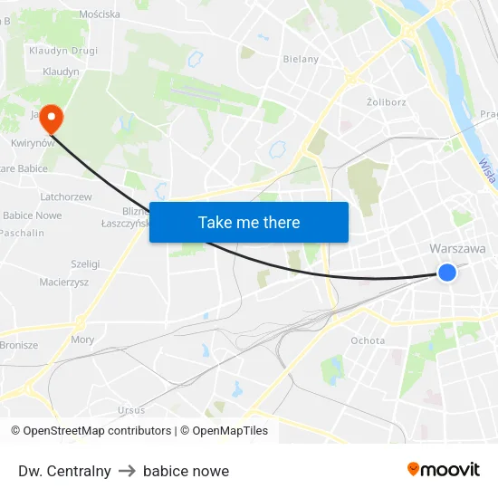 Dw. Centralny to babice nowe map