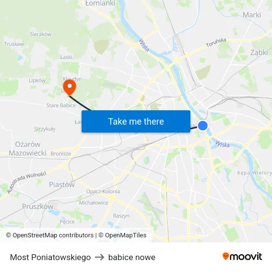 Most Poniatowskiego to babice nowe map