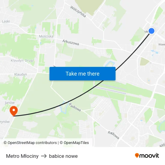 Metro Młociny to babice nowe map