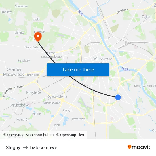 Stegny to babice nowe map