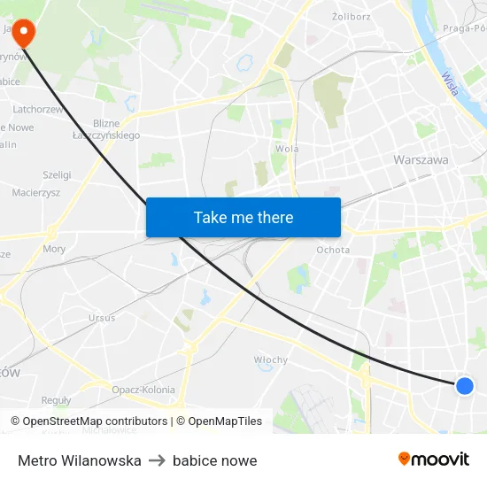 Metro Wilanowska to babice nowe map