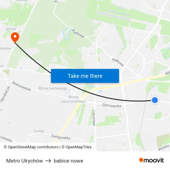 Metro Ulrychów to babice nowe map