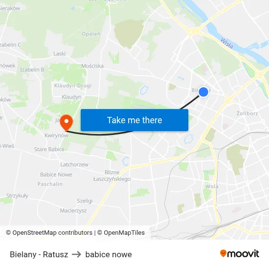 Bielany - Ratusz to babice nowe map