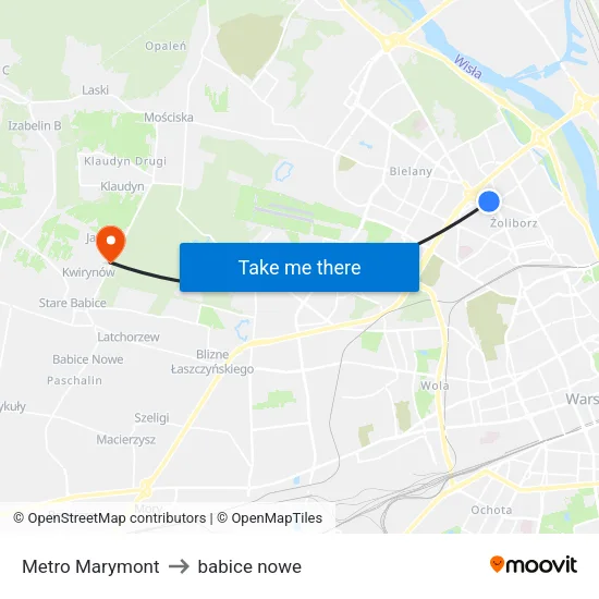 Metro Marymont to babice nowe map