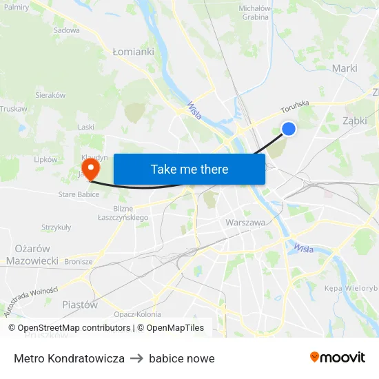 Metro Kondratowicza to babice nowe map