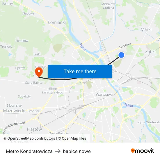 Metro Kondratowicza to babice nowe map