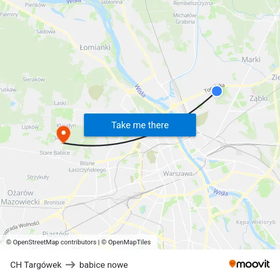 CH Targówek to babice nowe map