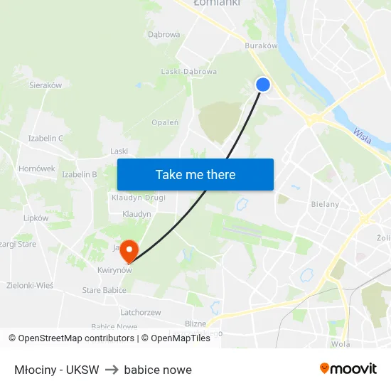 Młociny - UKSW to babice nowe map
